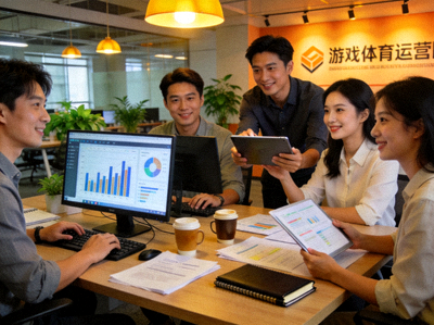 爱游戏体育运营团队在办公区分析用户数据与策划线上活动