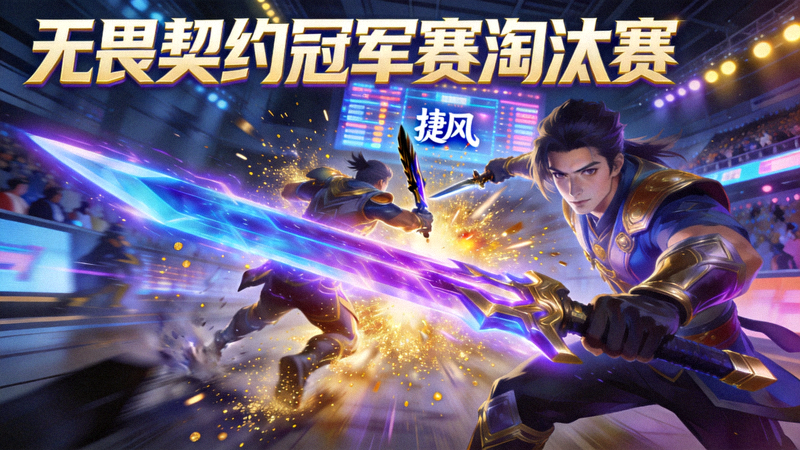 无畏契约冠军赛淘汰赛，捷风角色使用终极技能冲入敌阵，特效绚丽