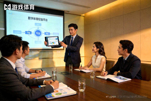 爱游戏体育工作人员向参会嘉宾介绍数字体育权益平台的功能与优势
