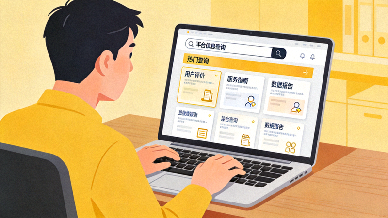 用户使用浏览器的场景示意图，展示平台信息查询的便捷性