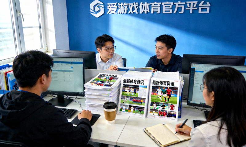 爱游戏体育官方平台内容运营团队工作场景，成员正在整理最新体育资讯素材