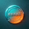 爱游戏体育官方平台标志，青色与橙色渐变的科技感圆形徽标