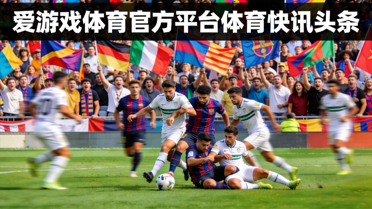 爱游戏体育官方平台体育快讯头条配图，画面为绿茵足球场上的激烈拼抢瞬间，看台上观众挥舞旗帜营造出热烈氛围