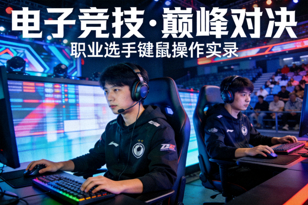 电子竞技专题封面图，选手使用键鼠对战的比赛画面